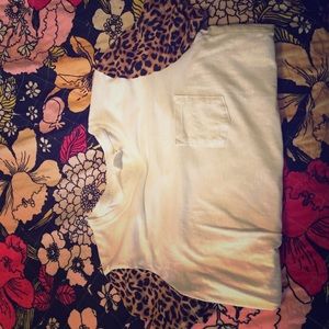 Pink crew neck t with leopard sleeves
