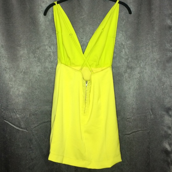 Neon Yellow Green Deep V open back dress - Picture 3 of 4