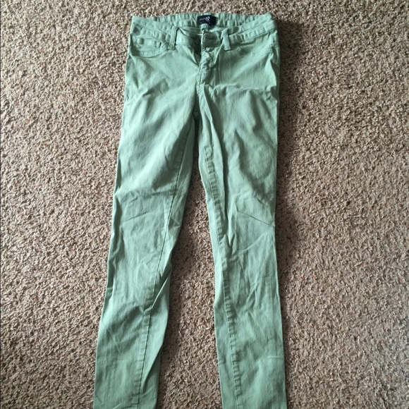 Green denim skinny jeans
