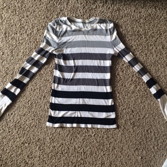 Black, White and Grey striped Ombré long sleeve