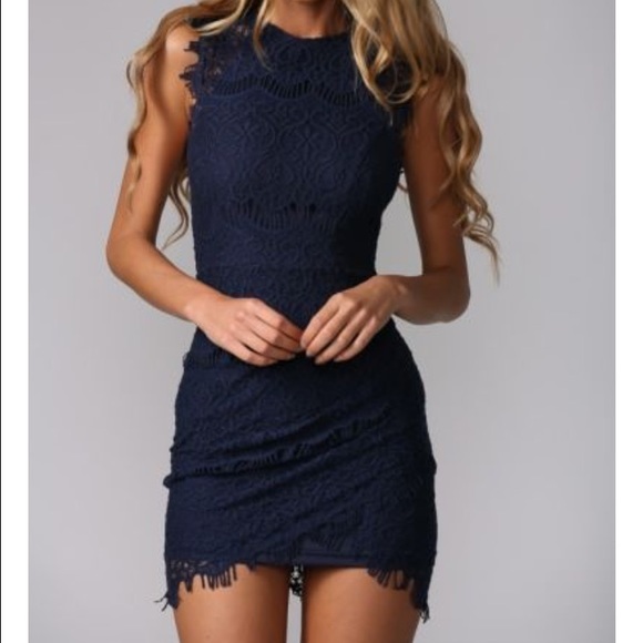 Navy blue dress ( As shown )