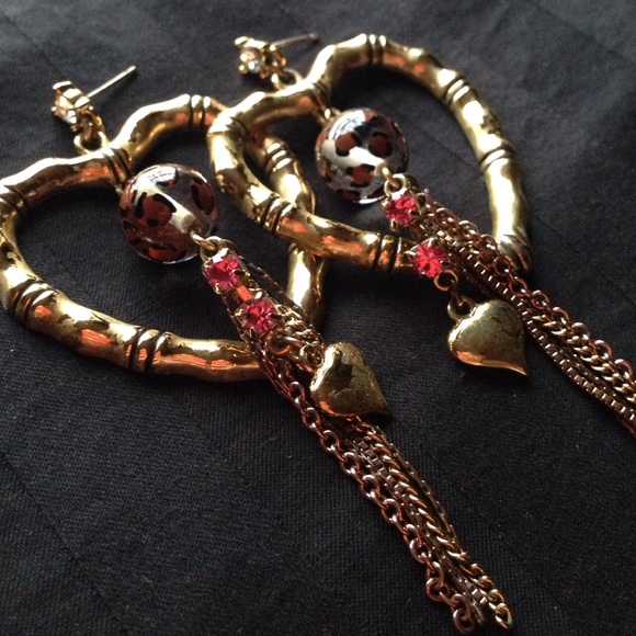 Betsey Johnson Gold Bamboo Hearts and Charms