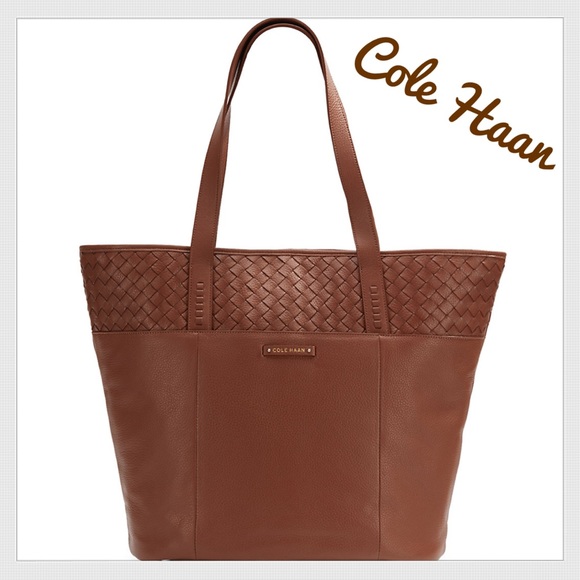 Cole Haan Handbags - COLE HAAN Woven Detail Large Leather Tote