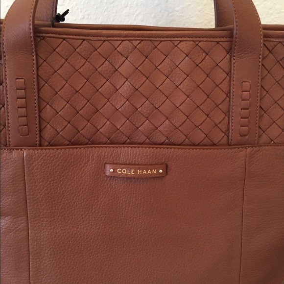 COLE HAAN Woven Detail Large Leather Tote - Picture 3 of 6