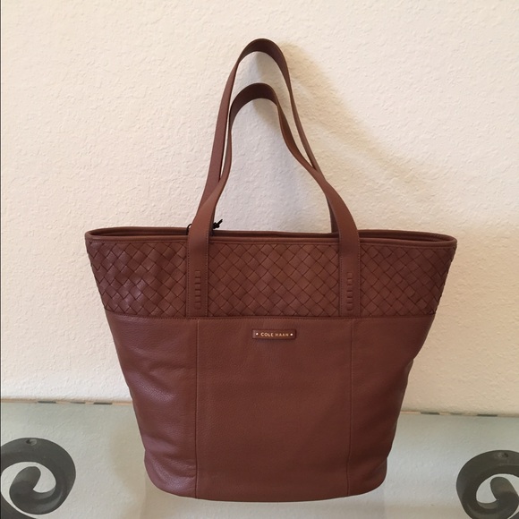COLE HAAN Woven Detail Large Leather Tote - Picture 4 of 6