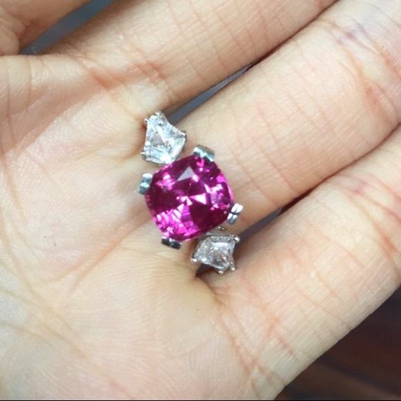 Pink Sapphire and Diamond Engagement Fashion Ring - Picture 2 of 2