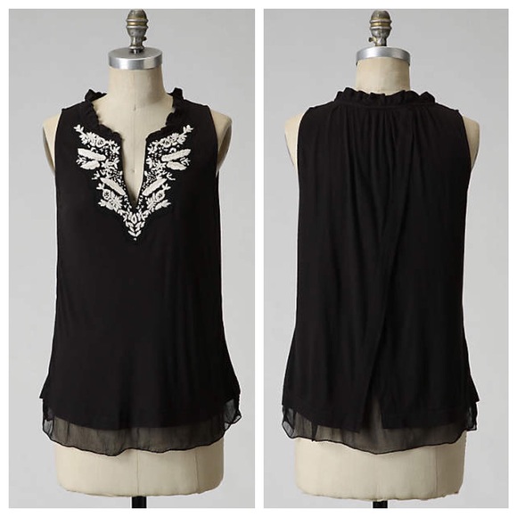 Anthropologie Black Embroidered Tank - Picture 6 of 6