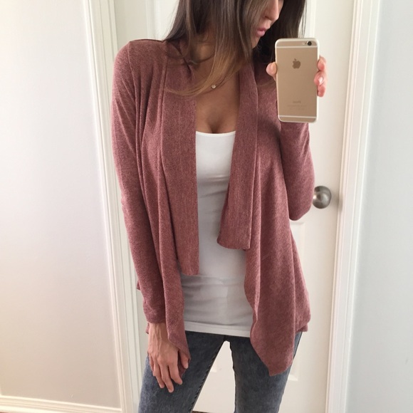 Sold • Soft Mauve Rose Open Cardigan - Picture 4 of 4