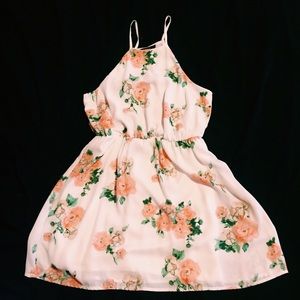White Floral Halter Dress