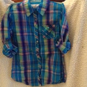 Justice size 10 Plaid button down top