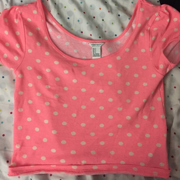 Forever 21 pink polka dot crop top