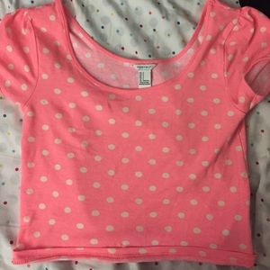 Forever 21 pink polka dot crop top