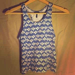 Nollie blue crop top with white birds