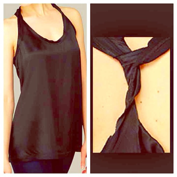7 For All Mankind Twisted Racerback Tank Top Black