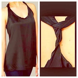 7 For All Mankind Twisted Racerback Tank Top Black