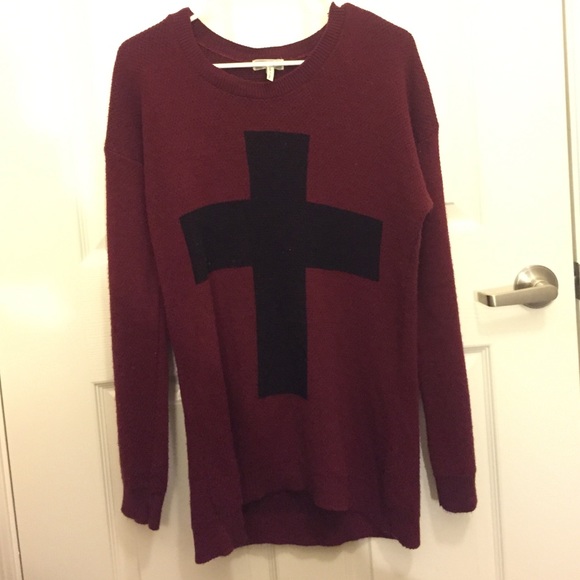 Long cross sweater