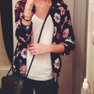 ZARA floral biker jacket.