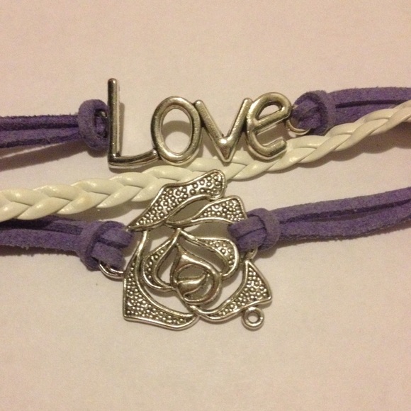 Purple Love and Flower Bracelet