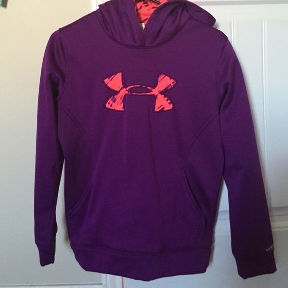 purple and pink UA hoodie