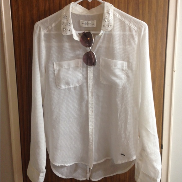Abercrombie sheer jeweled button up top