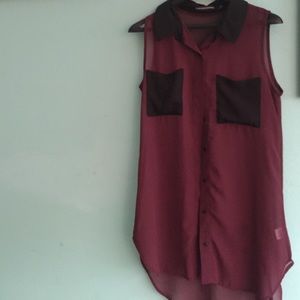 Maroon sheer shirt