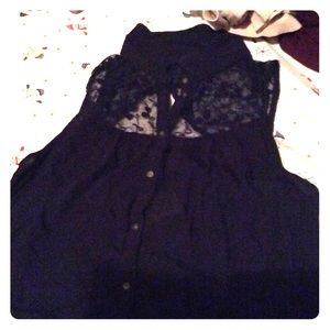 Very cute open half way back lace shirt.