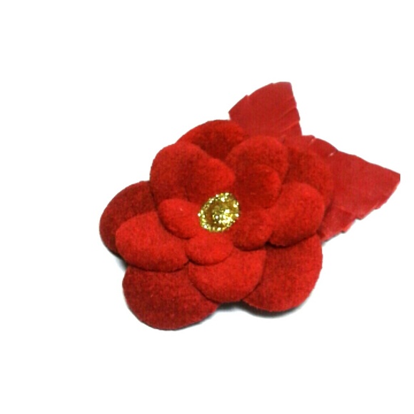 Leather Flower pin and clip