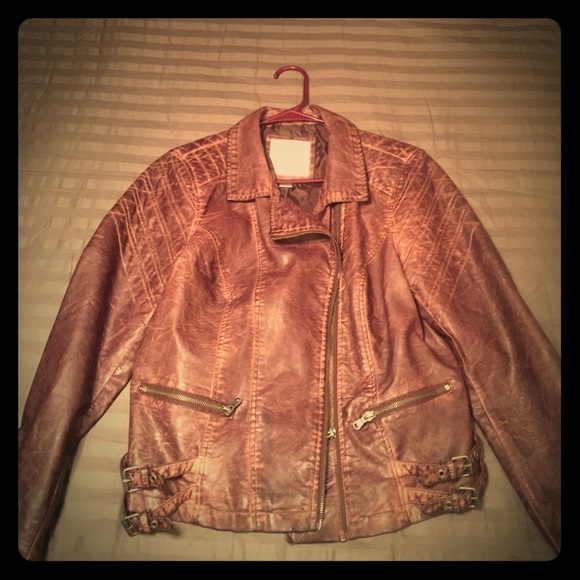 Brown leather feeling jacket