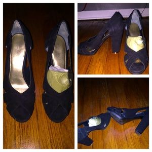 Black Suede Cut Out Heels