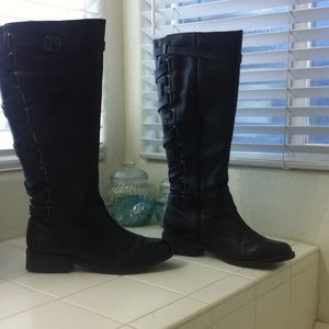 Black knee high boots