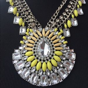 silver and yellow statement necklace