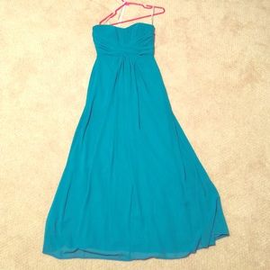 David's Bridal Floor Length Aqua Gown