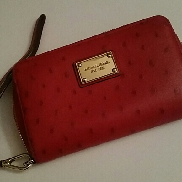 Authentic Michael Kors wallet/wristlet red leather