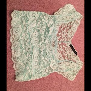 Light blue lace crop top