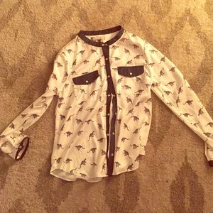 Long sleeved silky blouse with animal print