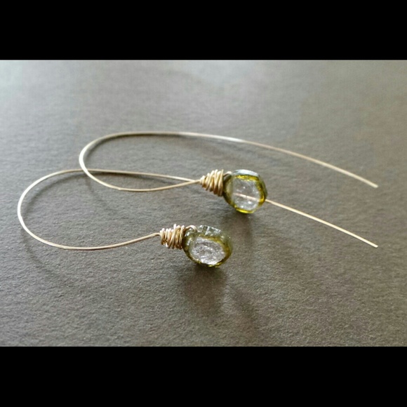 Watermelon Tourmaline Slice Earrings Delicate Earr