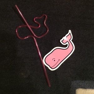 Vineyard Vines Pink Whale Straw and Sticker
