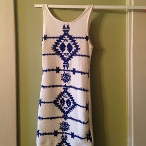 Blue and White H&M bodycon dress