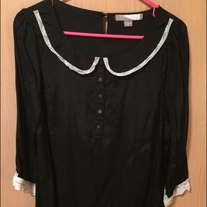 Lace collared black top