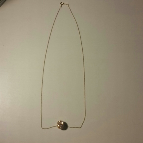 Gold Necklace with Encrusted Ball - Picture 2 of 3