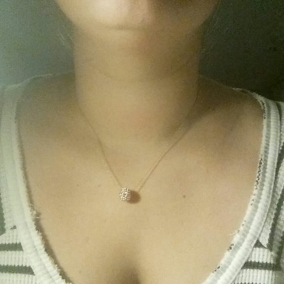 Gold Necklace with Encrusted Ball - Picture 3 of 3