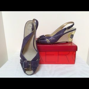 AEROSOLES AMUSEMENT PARK Blue Sling Wedge 8