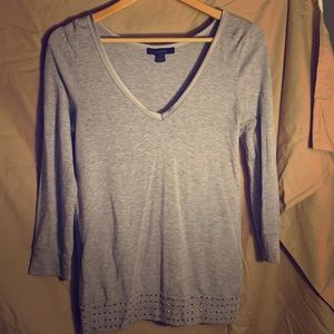 Express gray top with studs
