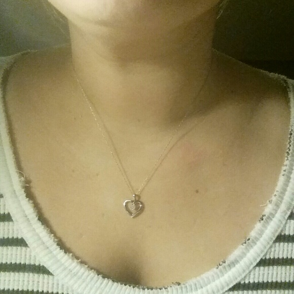 Silver Heart Necklaces with Real Diamonds - Picture 3 of 3