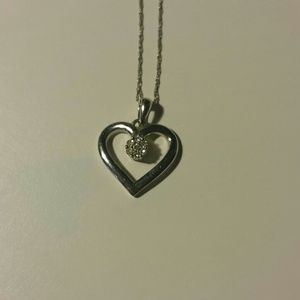 Silver Heart Necklaces with Real Diamonds