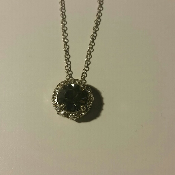 Silver Necklace with Dark Gray Stone - Picture 1 of 3