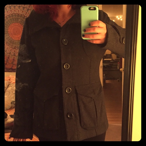 Charcoal gray pea coat