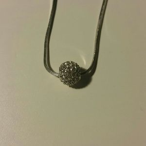 Silver Necklace with Studded Ball