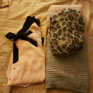 Chiffon blouse and 3 scarves