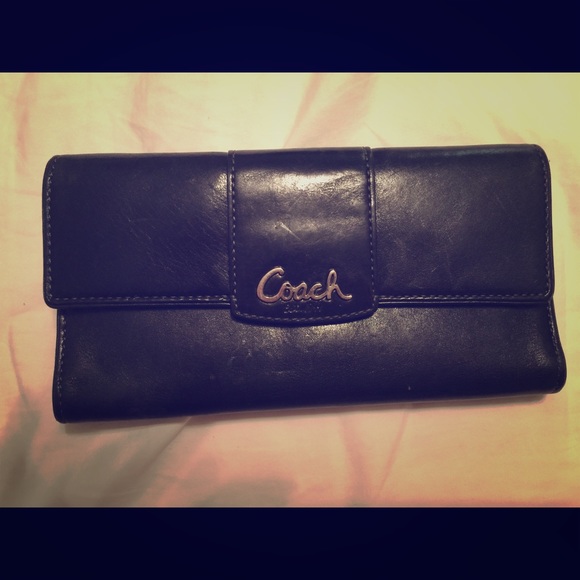 Black leather coach wallet